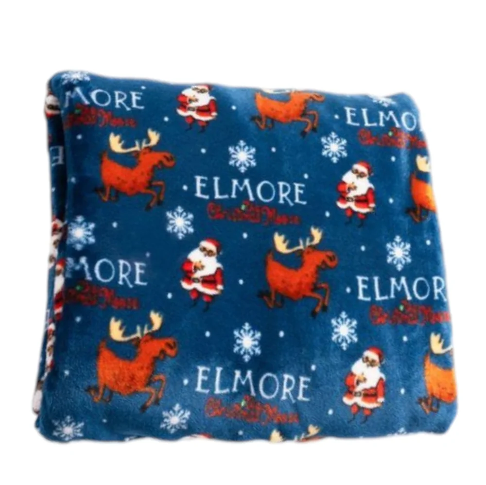 Elmore the Christmas Moose Navy Printed Throw Blanket